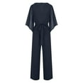 thumbnail image 5 of lulshou Jumpsuits for Women, Women V-neck Fashion Color High Waist Lace Up Jumpsuit Straight Tube Pants Women's Jumpsuits, Rompers & Overalls, Navy S, 5 of 6