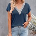 thumbnail image 2 of Camiseta informal para mujer camisetas de Color sólido blusa con ribete de encaje ropa de playa FLhrweasw Nuevo, 2 of 7