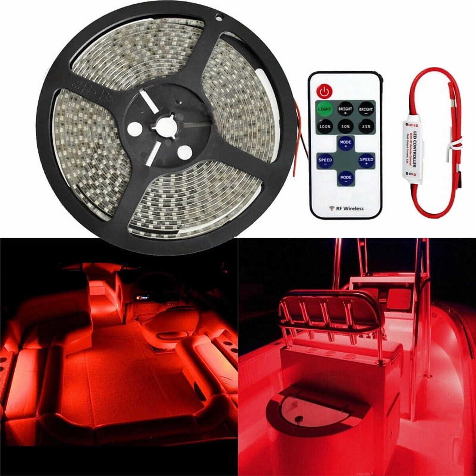 Boat LED Lights Strip Marine Pontoon Boat Light for 12V Interior Courtesy Deck Accent Decorative Lights Waterproof for Fishing Duck Bass Boat Kayak Sailboat Blue LED Lighting Strip 16.4FT/5m