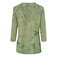 thumbnail image 5 of DENGDENG Womens 3/4 Sleeve Tops Lightweight V Neck Shirt Floral Fashion Blouse Summer Three Quarter Length Sleeve T Shirts Petite Vintage Tunic Tops 2024 Green M, 5 of 5