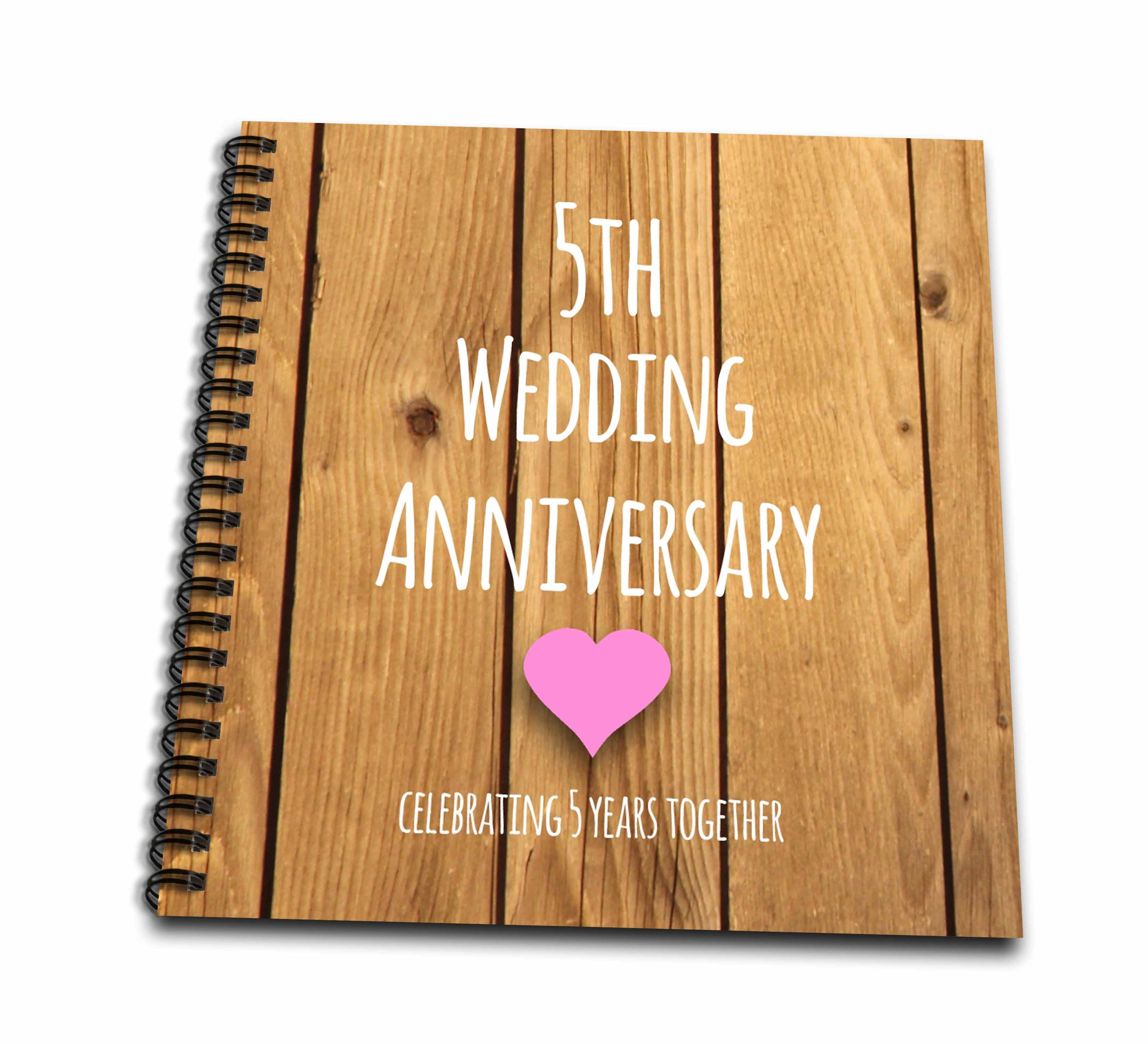 Wood 5th Year Anniversary Scrapbook Engraved with 'Five Years Our Love  Story' Gift Idea