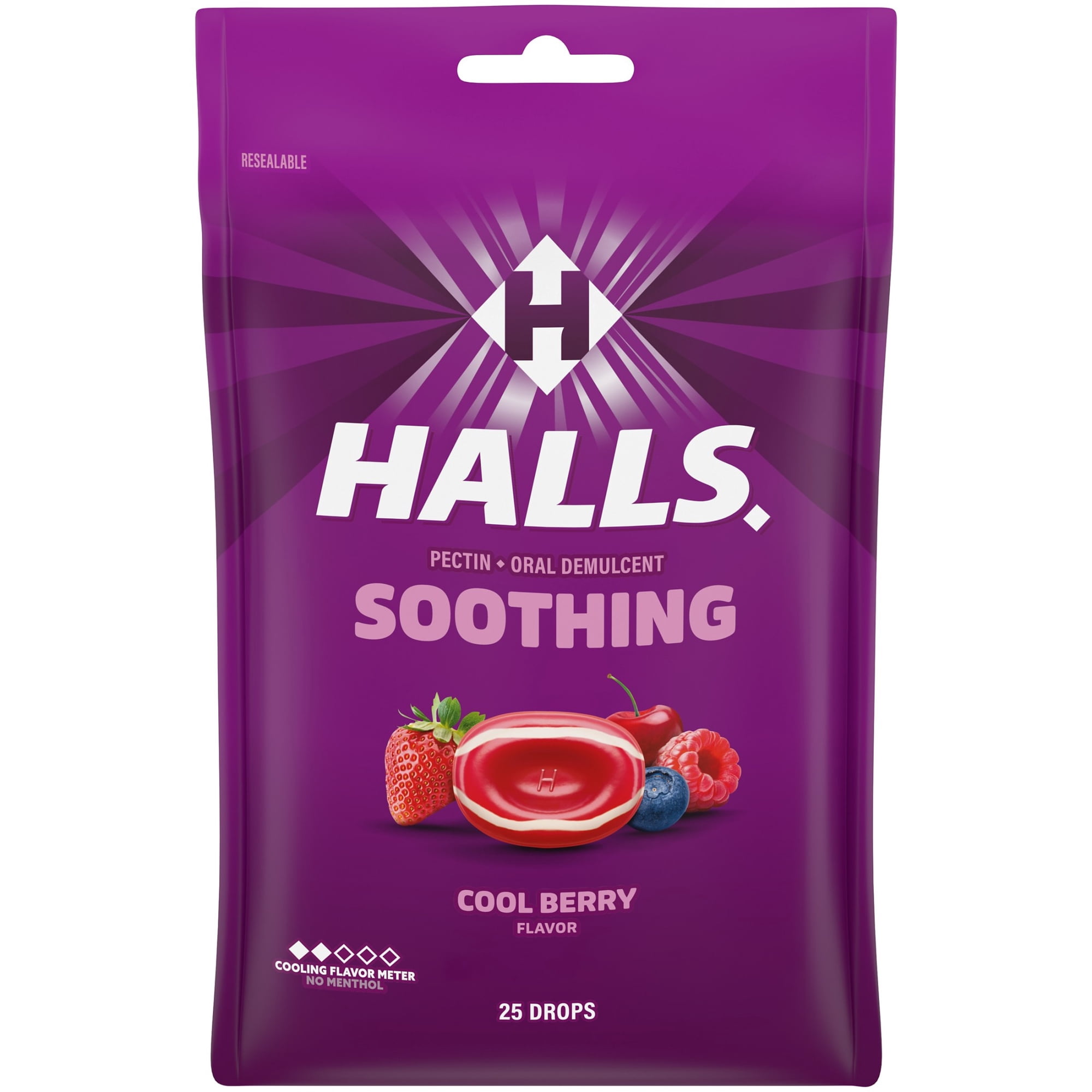 HALLS Soothing Cool Berry Throat Drops, FSA/HSA Eligible, 25 Drops
