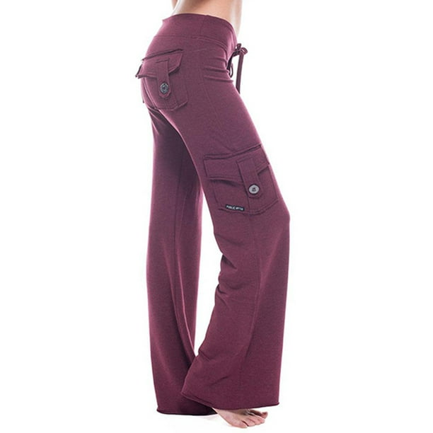 Oucaili Pantalón De Chándal De Pierna Ancha Para Mujer Con Bolsillo Para Yoga Entrenamiento Jogger Cordón Cintura Alta Pantalones De Salón