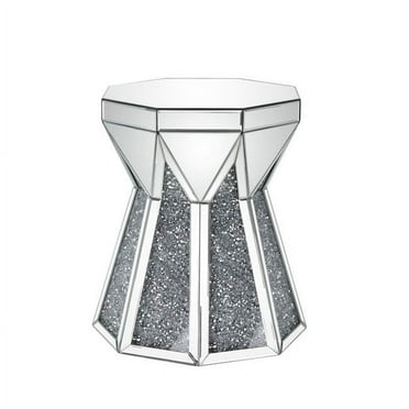 Acme Furniture  Noralie End Table, Mirrored & Faux Diamonds