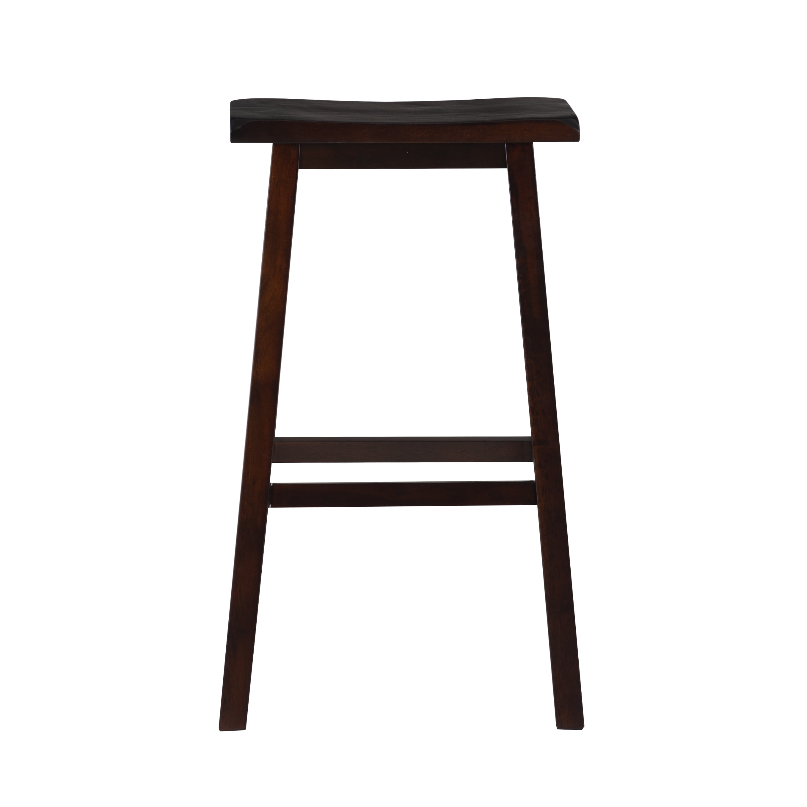 Linon Rickard Backless 30" Saddle Seat Bar Stool, Dark Brown Finish