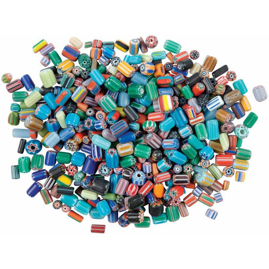 School Specialty Assorted Shape Glass Beads, 5 to 8 Millimeters, Assorted Colors, .5 Pound