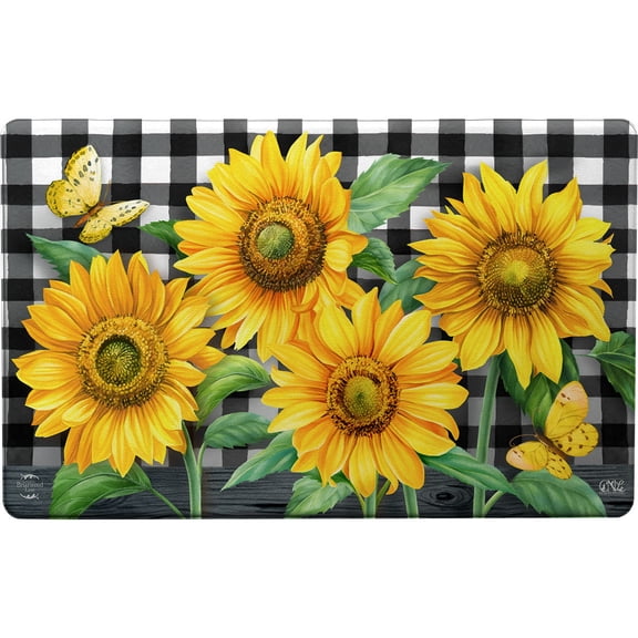 Briarwood Lane Fall Comfort Mat 30x18 Checkered Sunflowers For Fall Comfort Mat