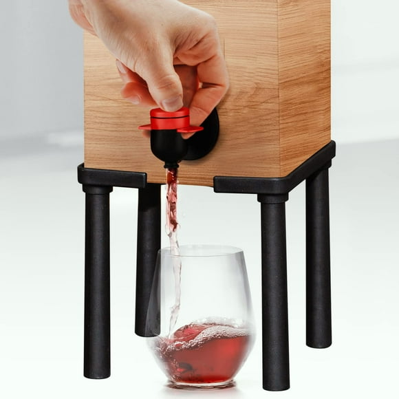 Soporte dispensador de bebidas para vino IMPRESA, en caja de 3 litros, negro moderno