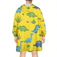 thumbnail image 2 of Wearable Oversized Blanket,Yellow Dinosaur Plant Pattern Wearable Blanket Hoodie for Adults,Cozy Hooded Blankets with Super Pockets,Super Warm Fuzzy Pullover for Women & Men, 2 of 6