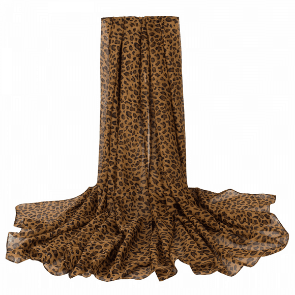 XYCCA Elegant Scarf Women Sunscreen Fashion Leopard Print Chiffon Silk Scarf Shaw Scarves Foulard Femme, Beach Towel Shawl