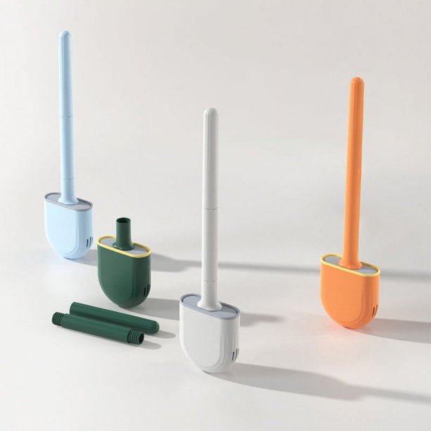 Escobilla y soporte para inodoro, cepillo para inodoro de silicona con soporte ventilado, suministros de limpieza, cepillo limpiador para inodoro, baño (5 unidades)