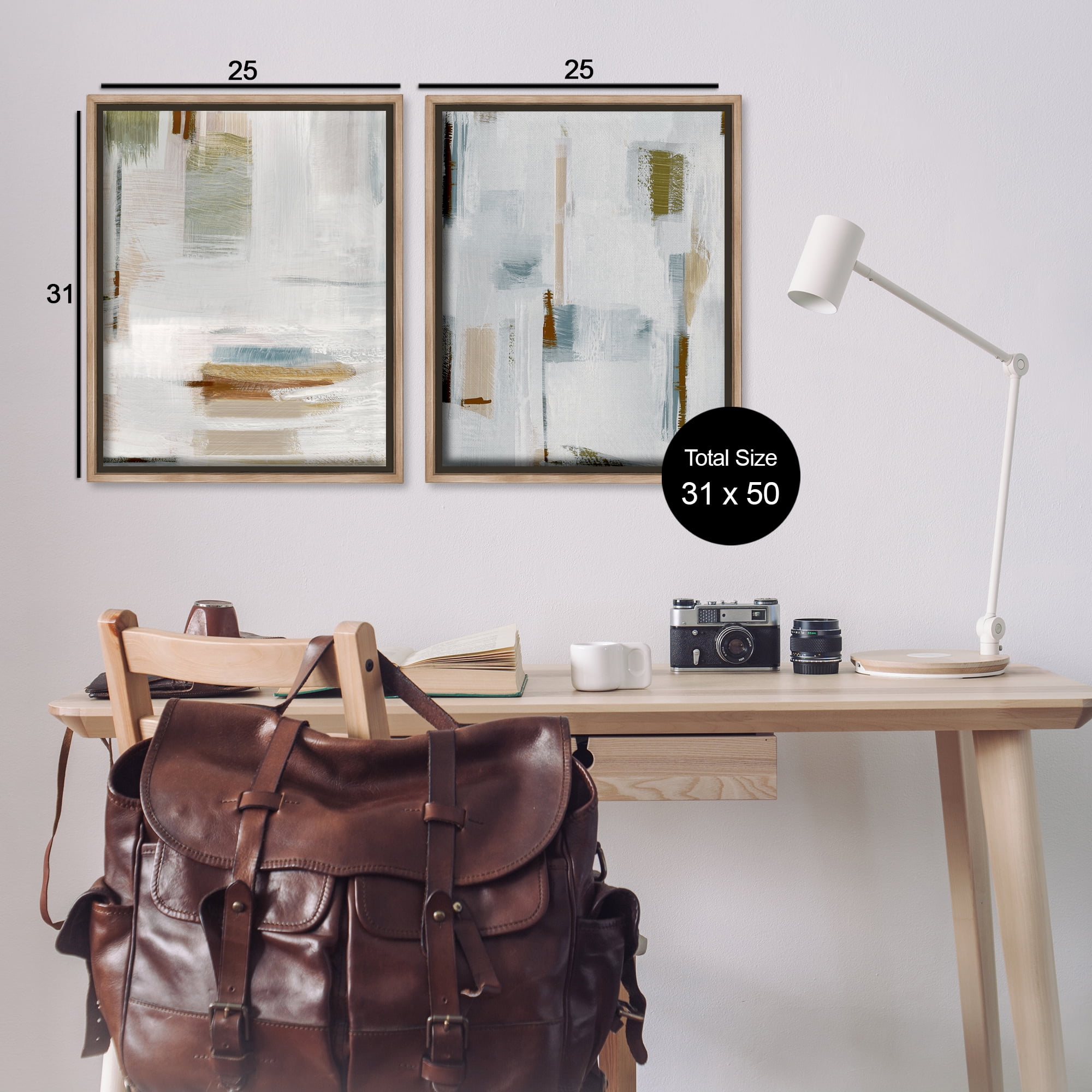Stupell Industries Sophisticated Soft Abstraction Abstract Painting Brown Floater Framed Canvas Art Print Wall Art, 31 x 25, Set of 2