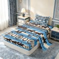thumbnail image 2 of meiyoeat Western Horse Twin Sheets,Cowboy Print Bedding For Boys,Blue Beige,3 Pieces1 Flat Sheet, 1 Fitted Sheet and 1 Pillowcase, 2 of 6