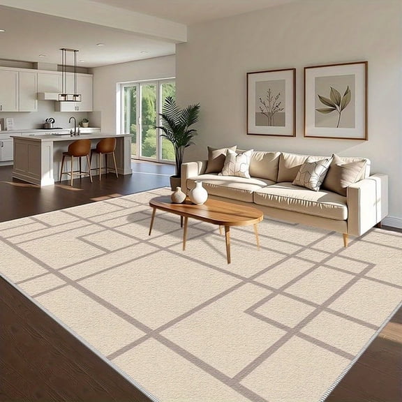 1PC Geometric Pattern Area Rug Partial Carpet, Lightweight Washable Easy-to-Care Rug Mat Festival Gift, Suitable for Living Room, Bedroom, Dining Room, Office, Hallway, Room Accessones