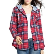 Women's Classic Plaid Cotton Hoodie Button-up Flannel Shirts