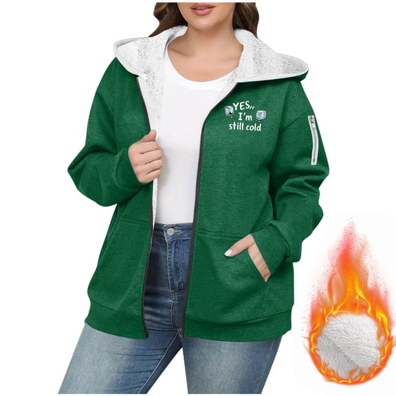 Elvqul Womens Jacket Plus Size Outerwear Hooded Long Sleeve Sherpa Sweaters Coat for Women Thick