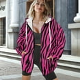 thumbnail image 3 of SCRAWLGOD Crimson Zebra Print Loose Fit Full Zip Up Hoodies for Women Drawstring Pockets Clothing Casual Fashion Outfits Hooded Elastic Sweater for Exercise Yoga, XL, 3 of 7