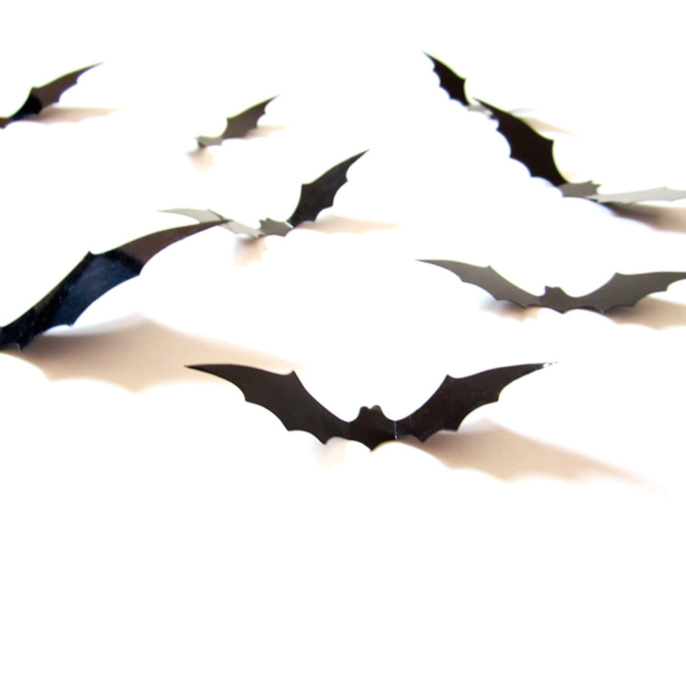 12PCS Halloween Black 3D DIY PVC Bat Wall Sticker Decal Home Halloween Decor New 12PCS Halloween Black 3D DIY PVC Bat Wall Sticker Decal Home Halloween Decor New