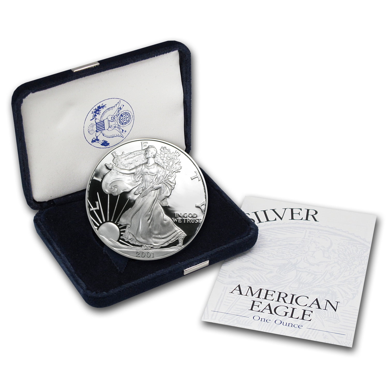2001-W Proof American Silver Eagle With Fresh Box and COA Free Shipping USA 