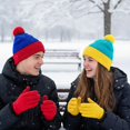 thumbnail image 3 of Ywmsfl Stylish Contrast Color Hat And Gloves Set Soft Knitted Headwear Winter Accessories For Men Women Christmas Par, 3 of 15