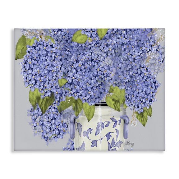 Stupell Industries Traditional Blue Hydrangea Bunches Ornate Patterned Vase Still Life Canvas Art, 20 x 16, by Maureen Griggs