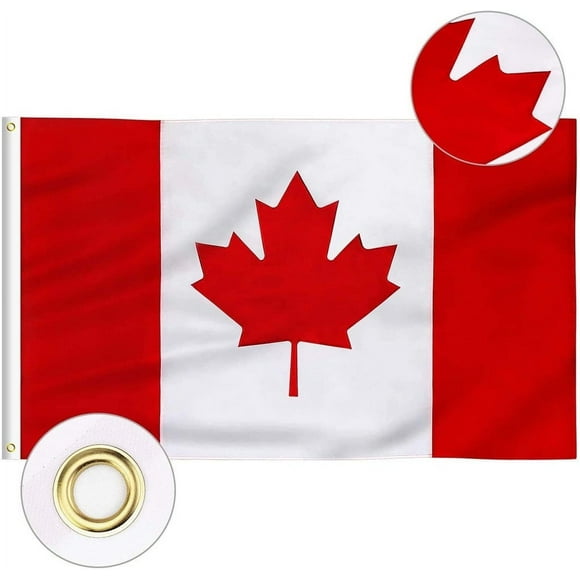 Drapeau du CANADA 3x5 FT - Bannière Nationale Polyester avec Oeillets Feuille d'Érable Canadienne