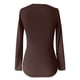 thumbnail image 4 of MHFRRA Camiseta de Manga Larga Acanalada, Ajustada, con Cuello En V, Informal, Elástica, Suave y Cómoda, Básica para Uso Diario Marrón, 4 of 4