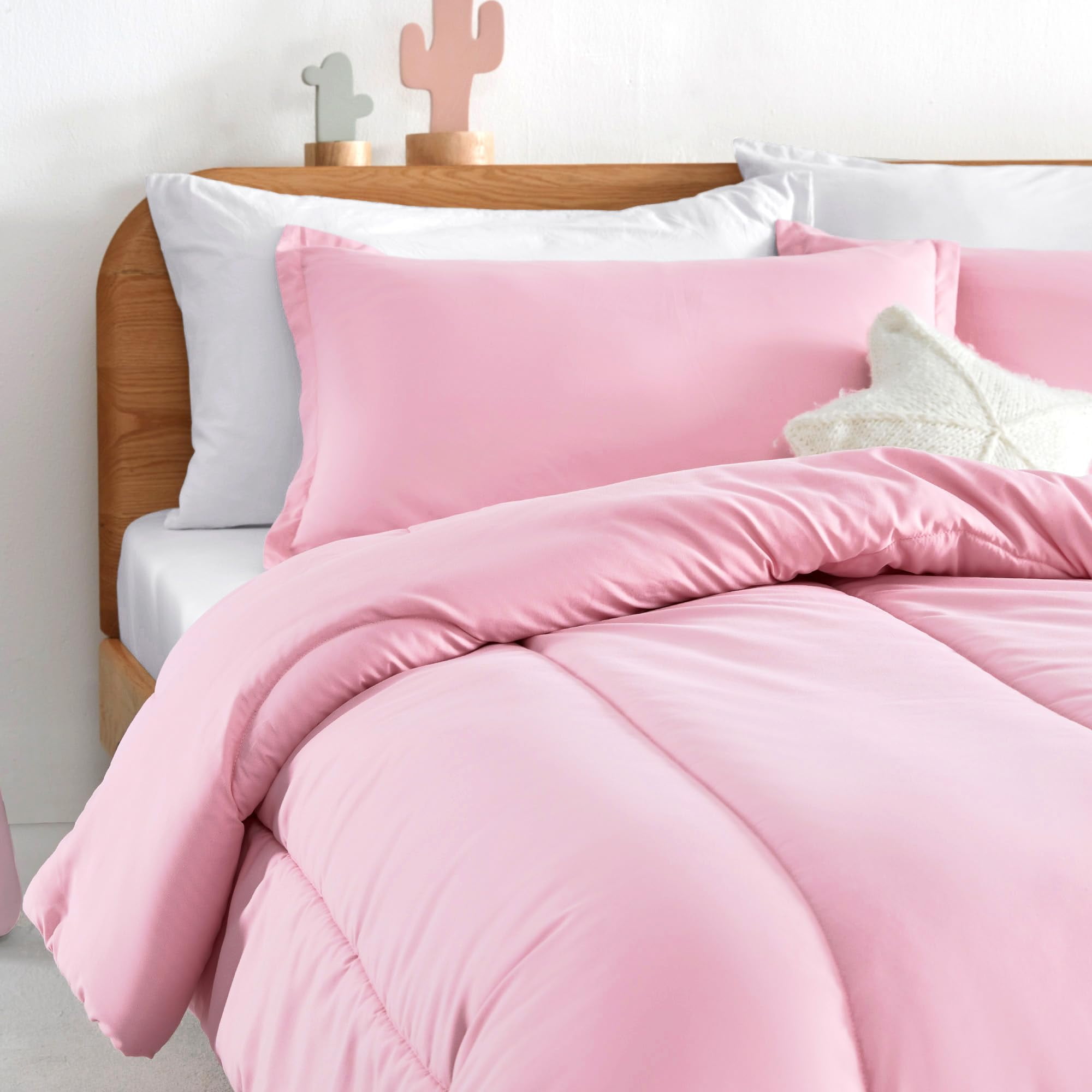Sleep Zone Kids Bedding Comforter Set Full/Queen Size - Super Soft & Cute Printed 3-Piece Comforter Set All Seasons for Boys, Girls, Fade Resistant, Machine Washable, Ballet Pink