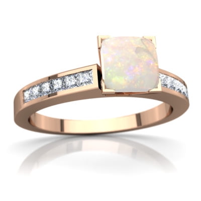 Opal Channel Set Ring in 14K Rose Gold by