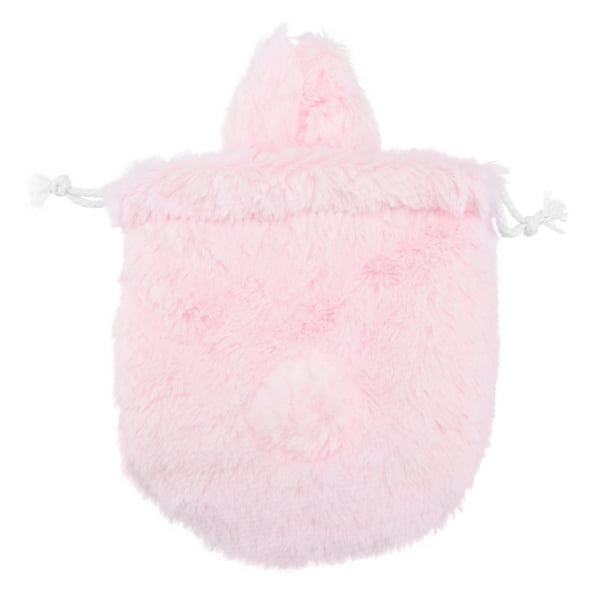 FELTECHELECTR Bolsa de peluche con cordón, adorable conejo, para maquillaje, artículos de tocador (rosa)