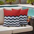 thumbnail image 4 of Black Chevron Outdoor Waterproof Pillow Covers, Geometric Navy Blue White Sea Wavy Striped Decorative Square Throw Pillowcase Sofa Cushion Sham for Patio/Couch/Chair, 18"x18" 2 Pack, 4 of 8