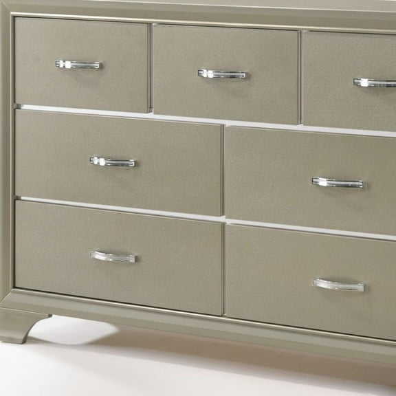 HomeRoots 58" Gray Manufactured Wood Seven Drawer Triple Dresser