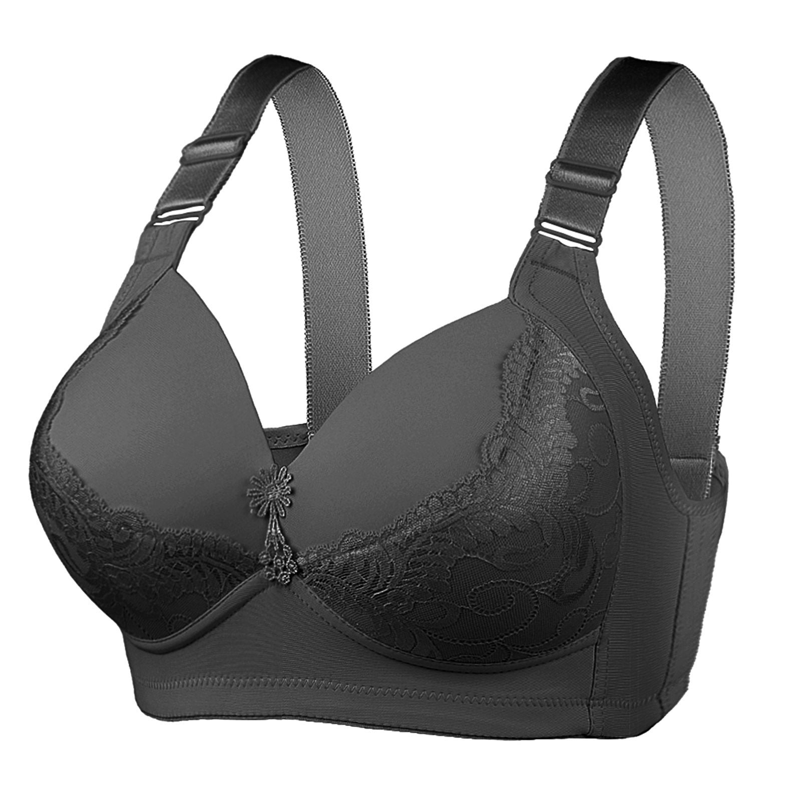 Pejock Everyday Bras for Women Ultimate Comfort Lift Wirefree Bra,Sexy Lace  Front Button Shaping Cup Shoulder Strap Underwire Bra Plus Size Bras  Extra-Elastic Wirefree Bras Red Cup Size 95D 