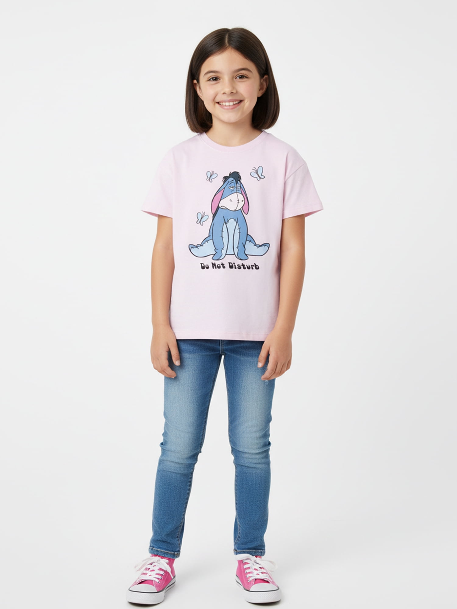 Winnie the Pooh Girls Do Not Disturb Graphic Tee with Short Sleeves, Sizes 4-16
