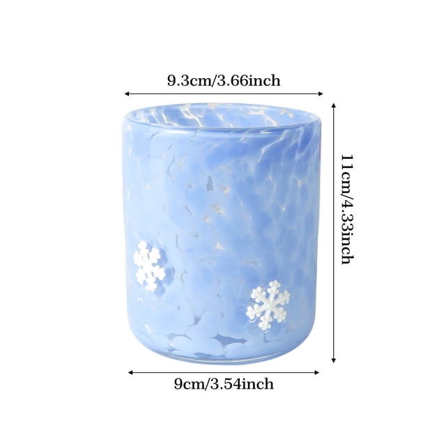 Leodye 1PCS Christmas Element Pattern Christmas Dot Glass with Holiday Elementes Designs