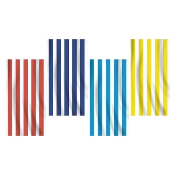 pdqouc 4PCS Beach Towel Set Striped Printed Beach Towel 4 Different Color Bath Towel Sandproof Beach Blanket 30 x 59 Inch for Summer Pool Seaside