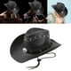 thumbnail image 5 of Sombrero de vaquero Gorras de jazz de moda Sombrero de caballero Moda de cuero para mujeres Hombres Adultos Vestir Festival de música de Negro, 5 of 8