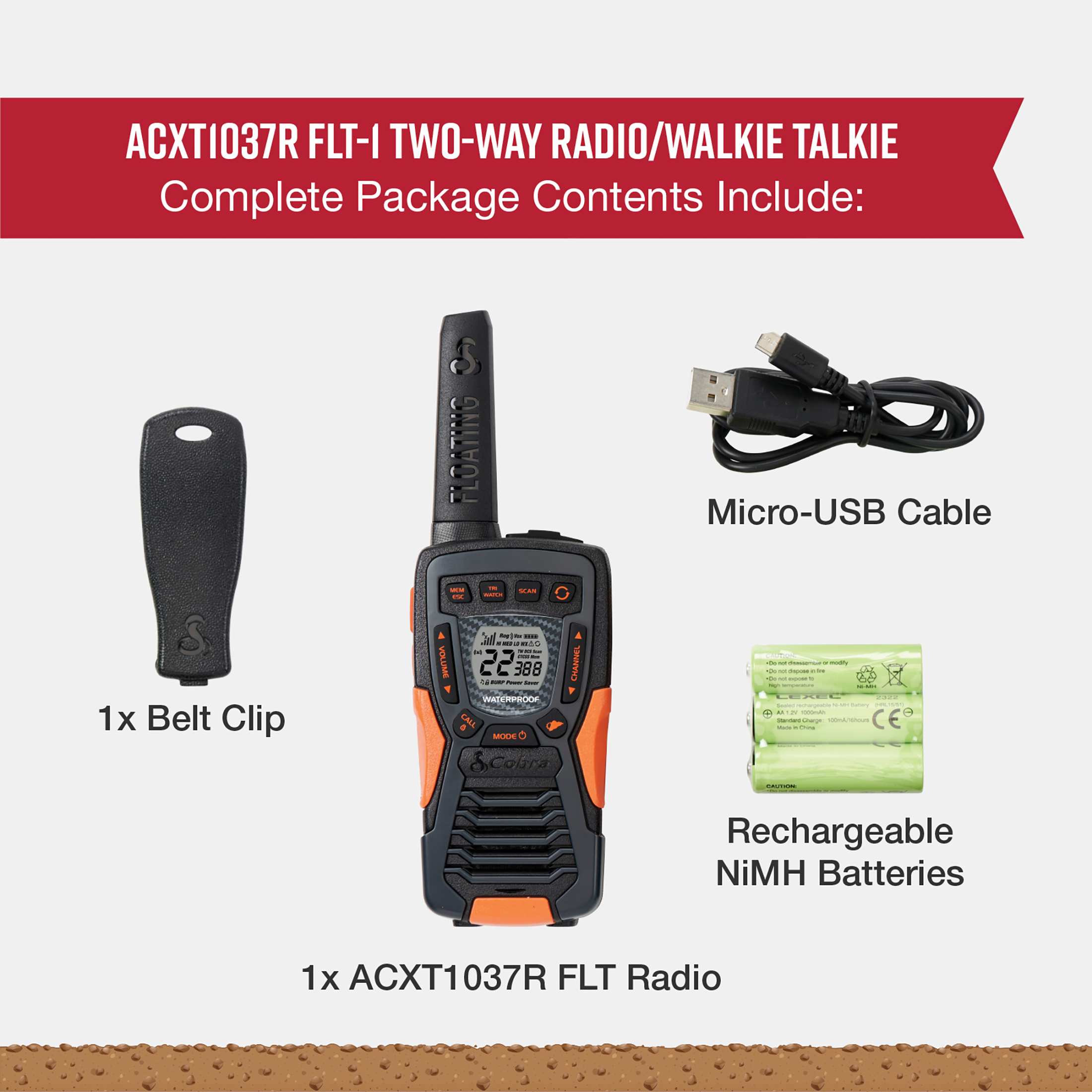 Cobra ACXT1037R Floating Walkie Talkie, 37-Mile Range photo 6