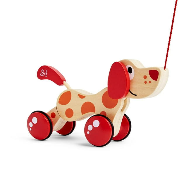 Hape Perrito de Arrastre, Juguete para niños y Bebes, Promueve la destreza, la coordinación Mano-Ojo y la manipulación a temprana Edad, Modelo E0347