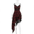 thumbnail image 6 of Goth Dark Lattice Print Straps Dress Mall Gothic Lace Patchwork Hem Irregular Dresses Sexy Backless Zip Sweet Girls Party Gown, 6 of 16