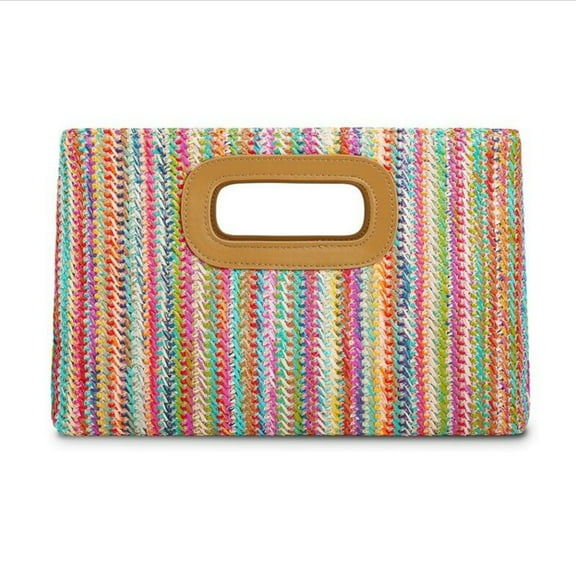 Top Handle Straw Clutch Purses for Women Summer Straw Crossbody Bags Beach Handbags Shoulder Bag Woven Evening Clutch Bag Colorful