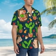 thumbnail image 5 of Fotbe Cute Hedgehogs Cactus Blue Hawaiian Shirt For Men Unisex Summer Beach Casual Short Sleeve Cotton Linen Button Down Shirts-X-Large, 5 of 9