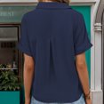 thumbnail image 5 of Scyoekwg Womens Casual Short Sleeve Tops Turndown Collar Button Pocket Tops Solid Color Trendy Shirts Loose Lightweight Blouses (Navy,L), 5 of 7