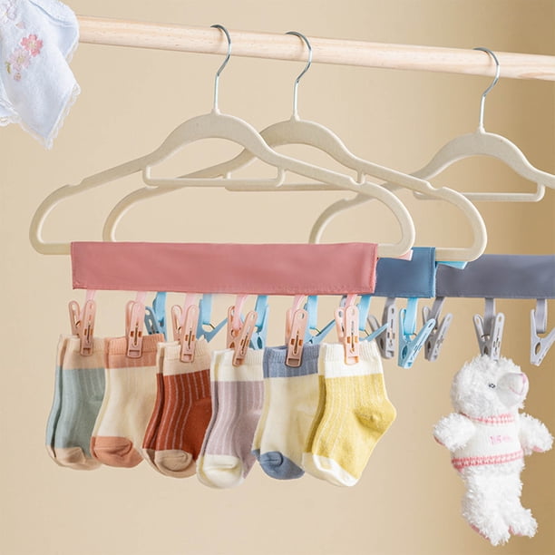 Percha de Tela Portátil - Clip Plegable para Secar Ropa de Viaje, Ideal para Guardar Ropa En Armario, Calcetines y Sombreros - Diseño de Color Liso para Viajes de Negocios