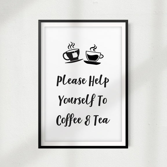 Designs ByLITA Please Help Yourself To Coffee & Tea 5" x 7" UNFRAMED Print Home Décor, Coffee Wall Art