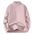 thumbnail image 2 of successthop Turtleneck Sweater for Men Long Sleeve Sweater Chunky Fall Winter Pullover Tops Stylish Solid Clothes Pink S, 2 of 4