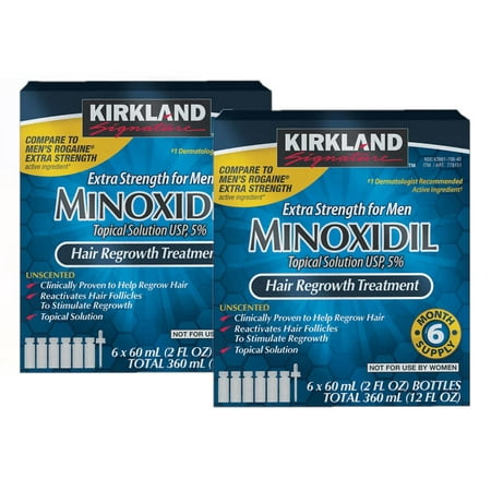 2 Pack | Kirkland Signature Hair Regrowth Treatment Extra Strength for Men, 5% Minoxidil Topical Solution, 2 fl. oz, 6 Month Supply