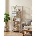 thumbnail image 2 of No Assembly Needed - 5-Tier Folding Office Bookshelf - Vintage Bookcase Storage Rack - Sturdy Metal Frame, Space-Saving Organizer - White Frame with Natural Wood, Five Shelves, 2 of 8