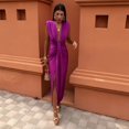 thumbnail image 4 of Vestido plisado con cordones para mujer, escote en V profundo, sin mangas, cintura alta, abertura, vestido largo sexy para fiesta en la cadera, 4 of 4
