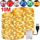 thumbnail image 2 of Cadena de luces LED de alambre de cobre, guirnalda impermeable con USB y batería, luz de hadas, decoración de fiesta de boda y Navidad, iluminación de vacaciones, 5/10M, 2 of 4